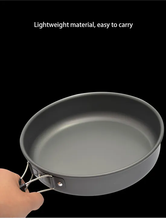 محمول 2 3 شخص غير لاصق-مقلية تخييم . Portable 2 3 Person Non-Stick Compact Flat Camping