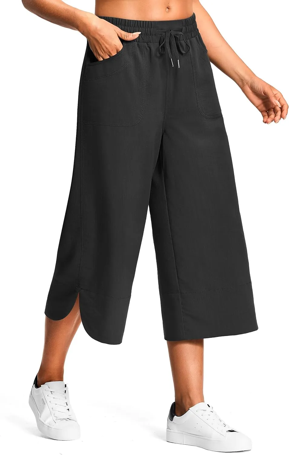 18" Capri Pants for Women Wide Leg Capris with Pockets for Women Lightweight Womens Capris for Summer Yoga Casual