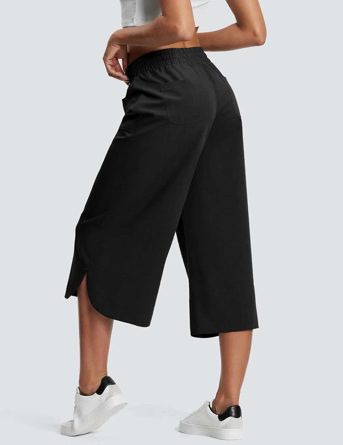 18" Capri Pants for Women Wide Leg Capris with Pockets for Women Lightweight Womens Capris for Summer Yoga Casual