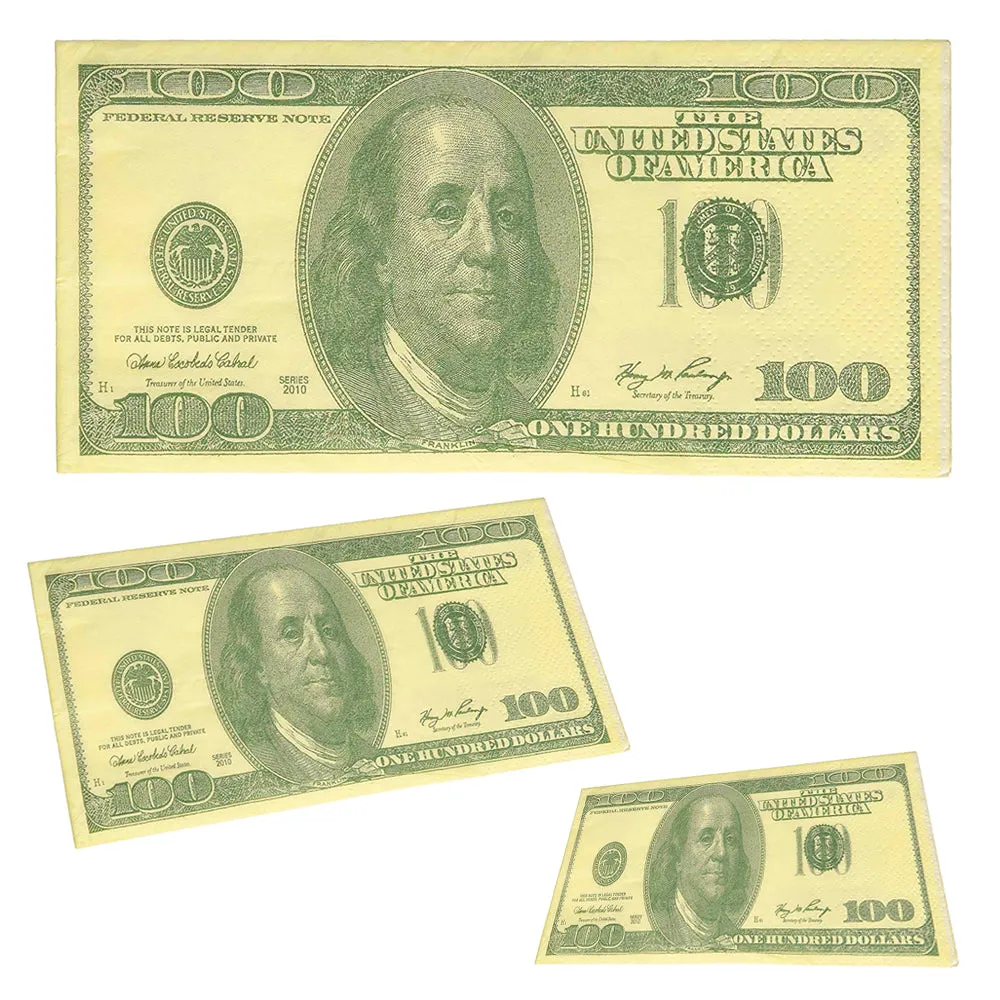 2 Packs $100 Dollar Bill Facial Tissue Napkins Benjamins Gag Gift Fake Money New