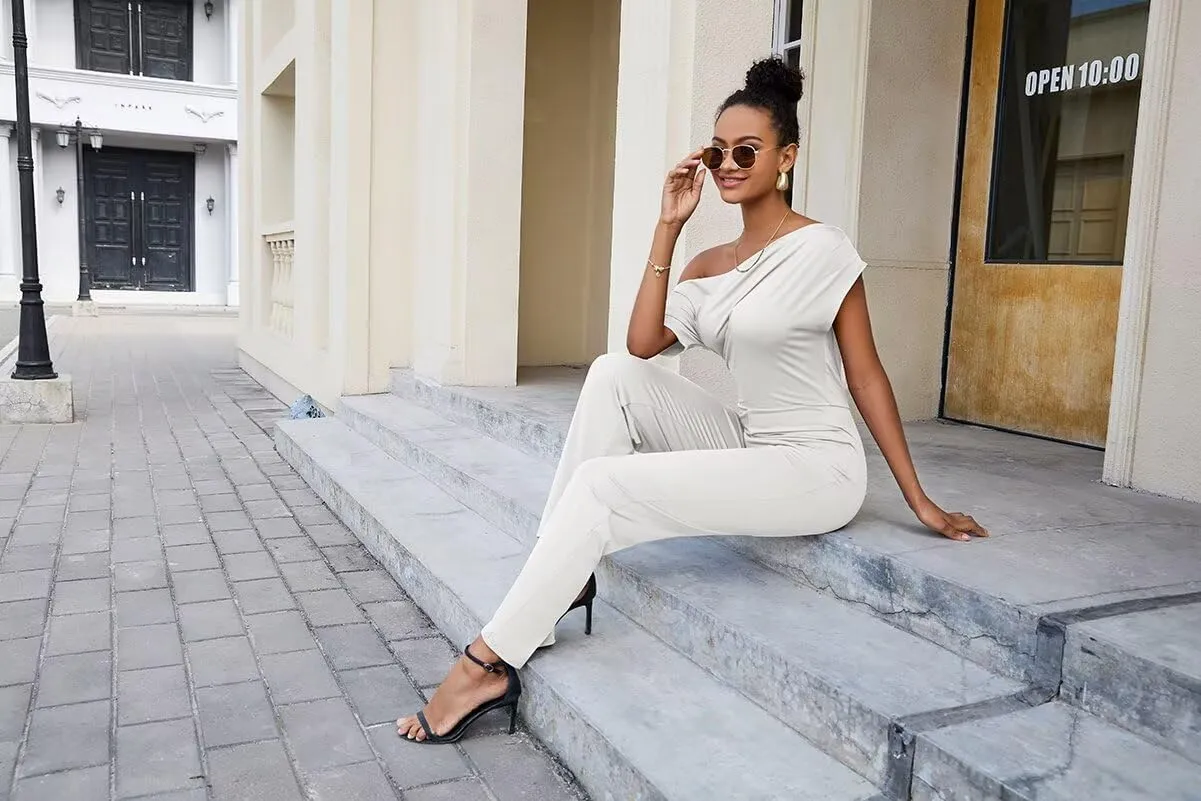 acelyn Elegant Jumpsuit for Women Dressy Casual Off Shoulder Wide Leg Pant Suit One Piece Outfits
