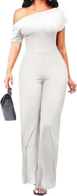 acelyn Elegant Jumpsuit for Women Dressy Casual Off Shoulder Wide Leg Pant Suit One Piece Outfits
