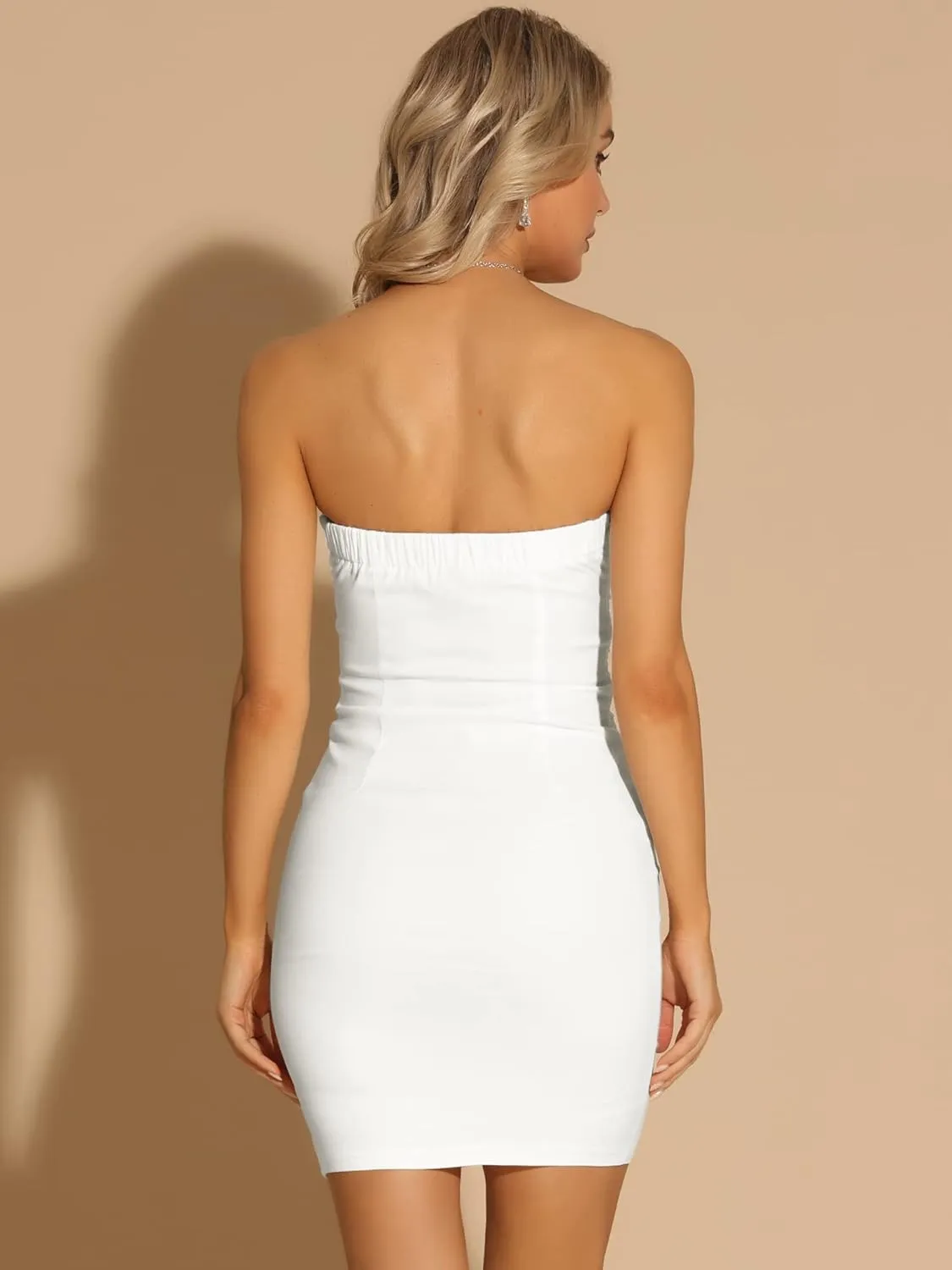 Allegra K Women's Sexy Party Mini Dress Sweetheart Neck Slim Fit Bodycon Strapless Dresses