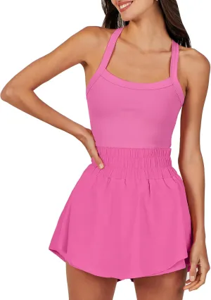 ANRABESS Womens Mini Tennis Dresses Skort Summer Sleeveless One Piece Workout Romper Dress with Shorts Athletic 2025 Outfit