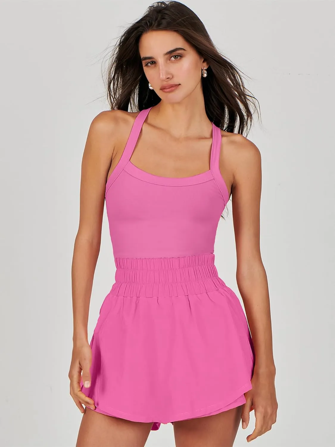 ANRABESS Womens Mini Tennis Dresses Skort Summer Sleeveless One Piece Workout Romper Dress with Shorts Athletic 2025 Outfit