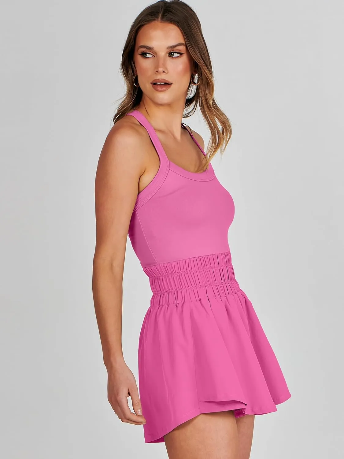 ANRABESS Womens Mini Tennis Dresses Skort Summer Sleeveless One Piece Workout Romper Dress with Shorts Athletic 2025 Outfit