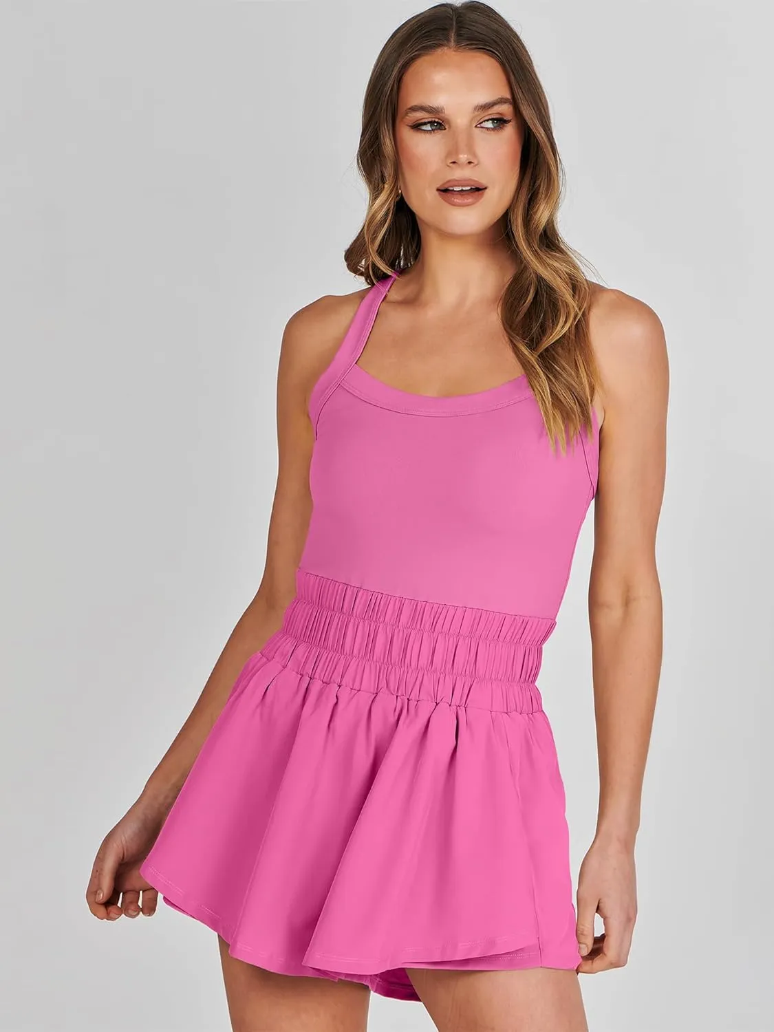 ANRABESS Womens Mini Tennis Dresses Skort Summer Sleeveless One Piece Workout Romper Dress with Shorts Athletic 2025 Outfit