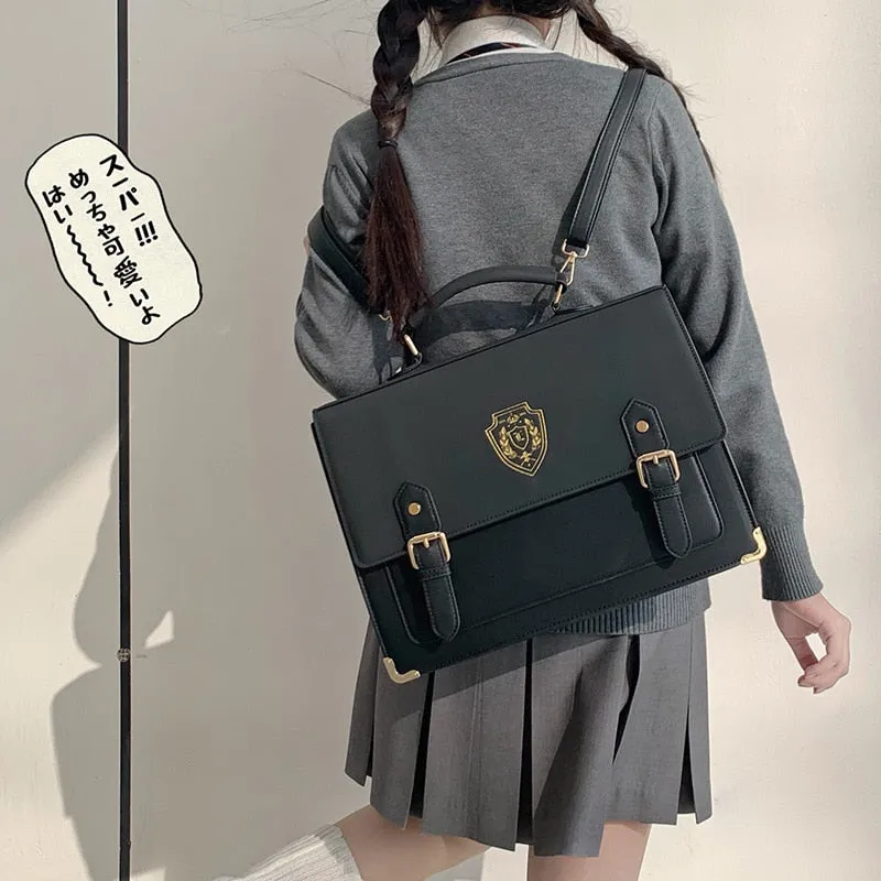 Back to school Students Backpacks Schoolbag Double Shoulder Bag Crossbody Bag Female Students Handbag Retro Messenger Bag Uniform Bag