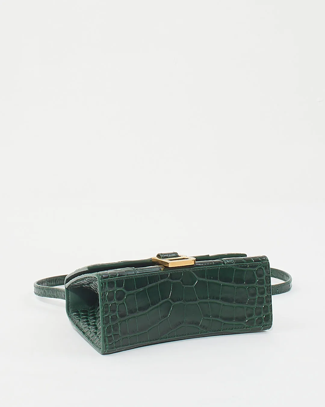 Balenciaga Forest Green Crocodile Embossed Hourglass XS Bag