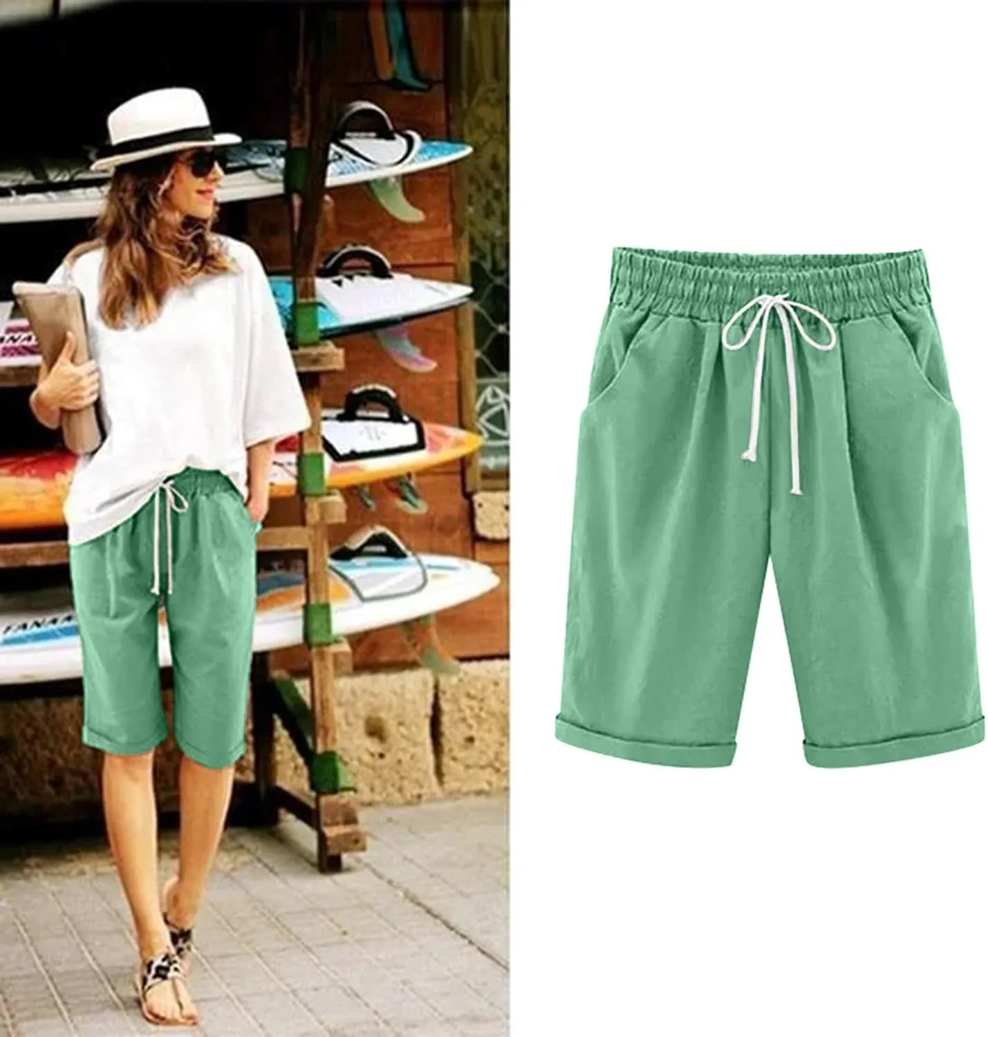 Biker Shorts Women with Pockets Pants Straight Leg Sports Casual Loose Shorts Biker Shorts Women with Pockets Plus