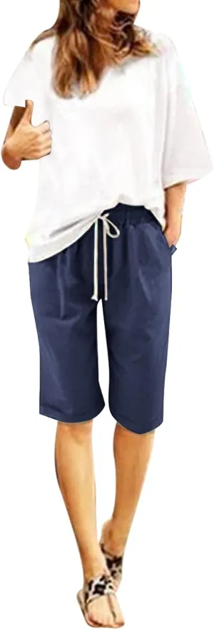 Biker Shorts Women with Pockets Pants Straight Leg Sports Casual Loose Shorts Biker Shorts Women with Pockets Plus