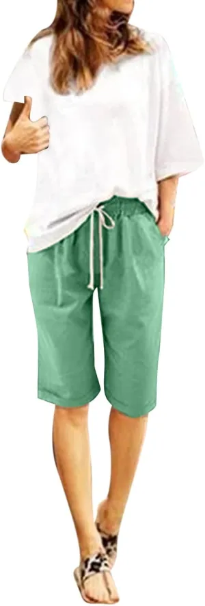 Biker Shorts Women with Pockets Pants Straight Leg Sports Casual Loose Shorts Biker Shorts Women with Pockets Plus