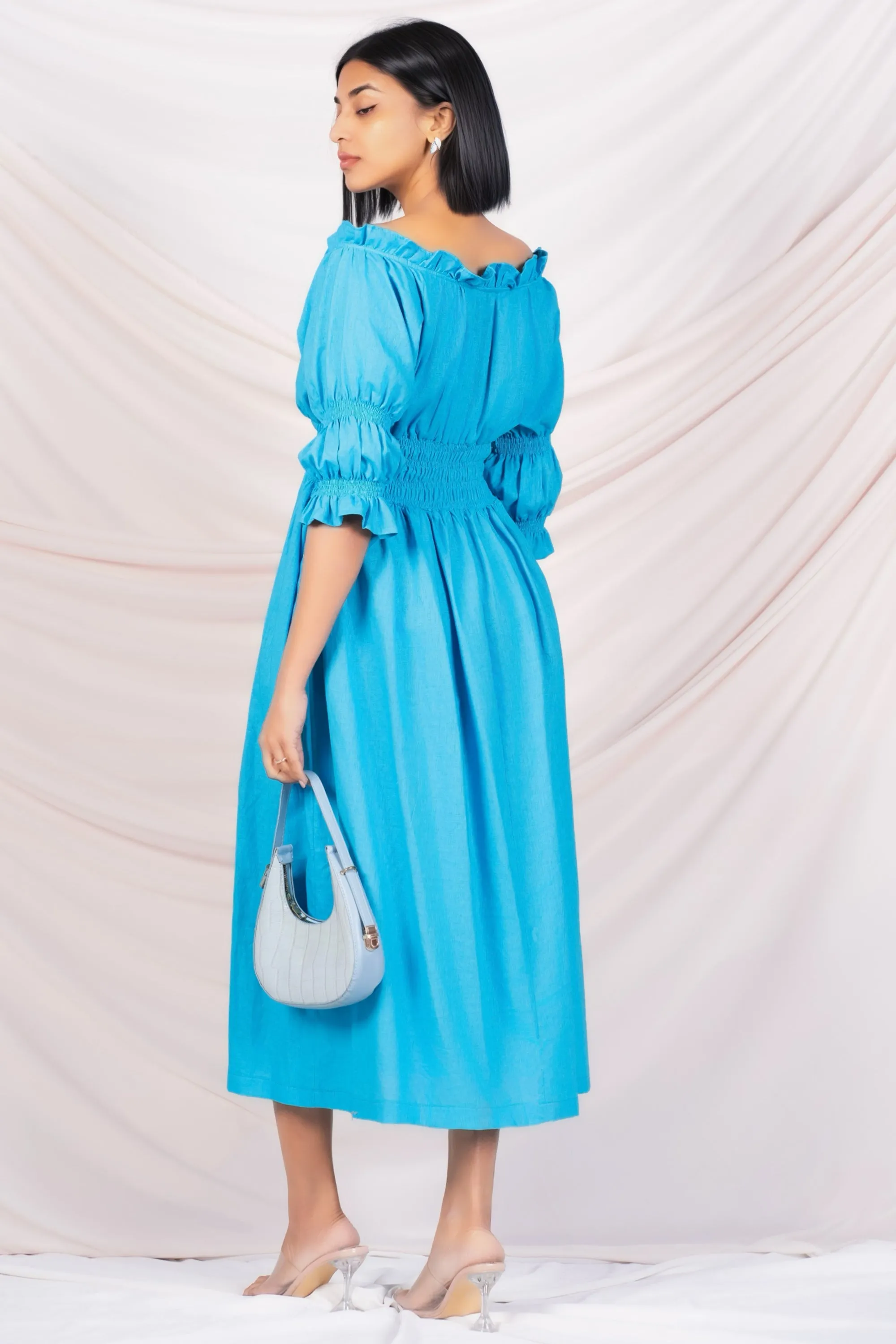 Blue Off Shoulder Dress