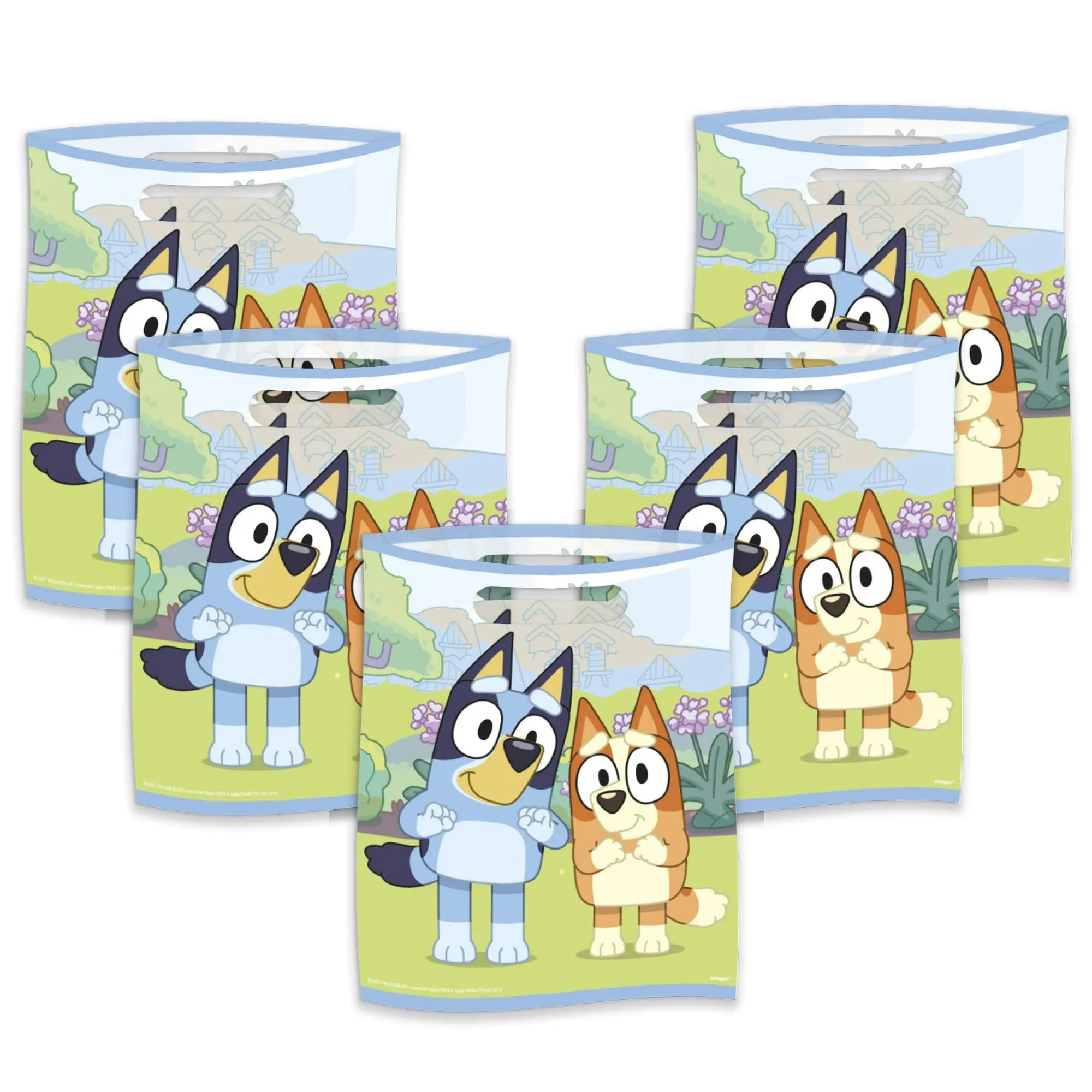 Bluey Theme Birthday Party Plastic Loot Bags & Party Favor Bags, 11 Inch Size (Serves 16)