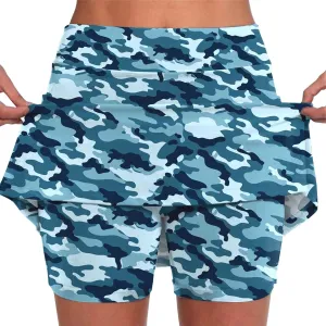 Camo Tennis Skirts for Women Plus Size Summer Athletic Workout Golf Skorts Activewear Tight Skinny Built in Leggings Shorts