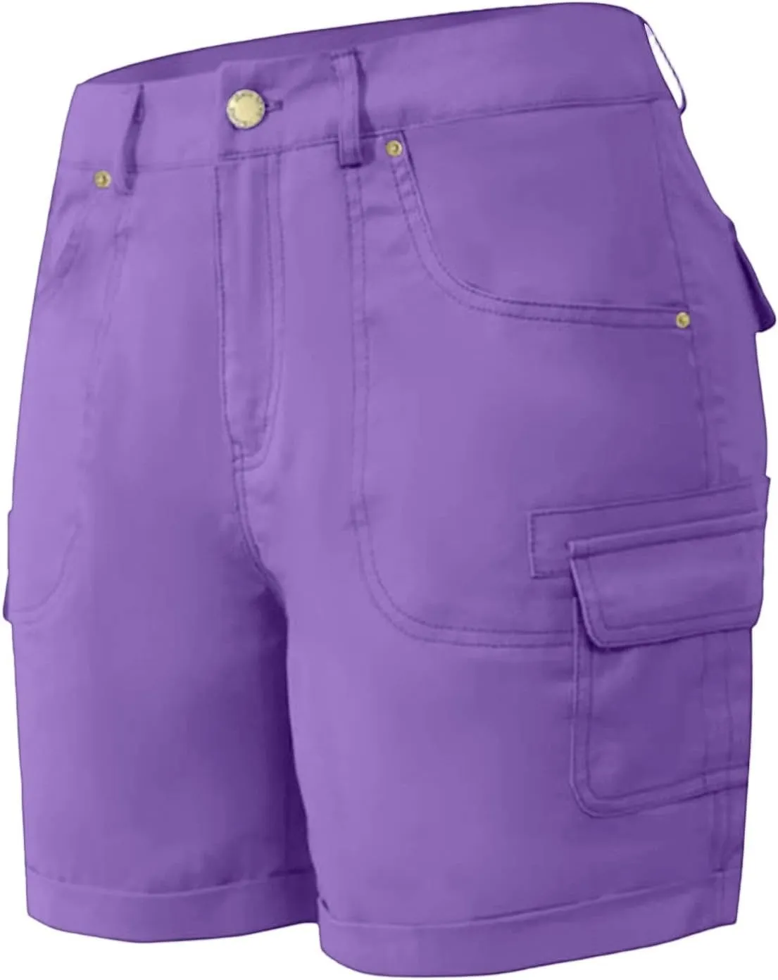 Cargo Shorts for Women Casual Summer High Waisted Jean Shorts with Pockets Knee Length Pull On Hiking Outfits