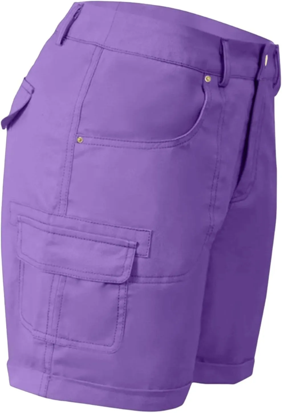 Cargo Shorts for Women Casual Summer High Waisted Jean Shorts with Pockets Knee Length Pull On Hiking Outfits