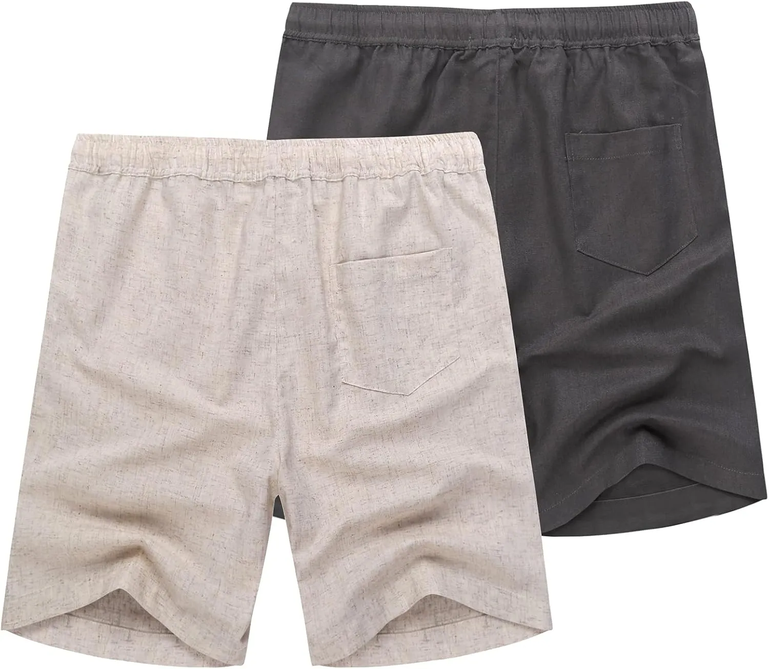 COOFANDY Men's Linen Shorts Casual Elastic Waist Drawstring Summer Beach Shorts