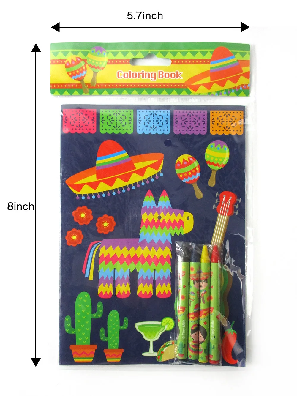 Fiesta Coloring Books with Crayons Party Favors - Set of 6 or 12