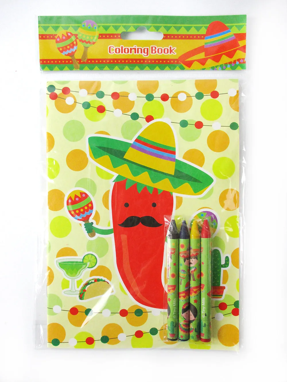 Fiesta Coloring Books with Crayons Party Favors - Set of 6 or 12