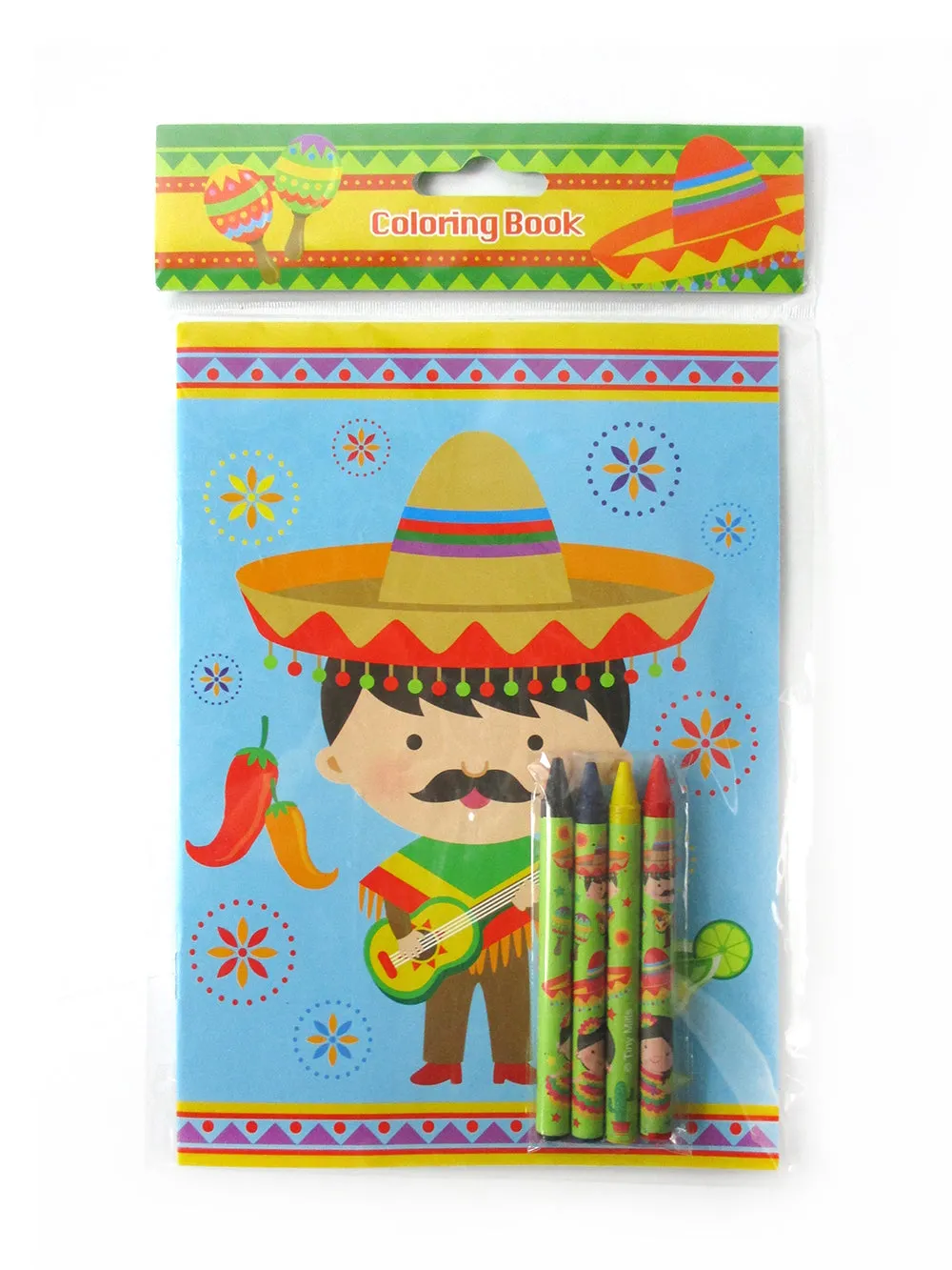 Fiesta Coloring Books with Crayons Party Favors - Set of 6 or 12