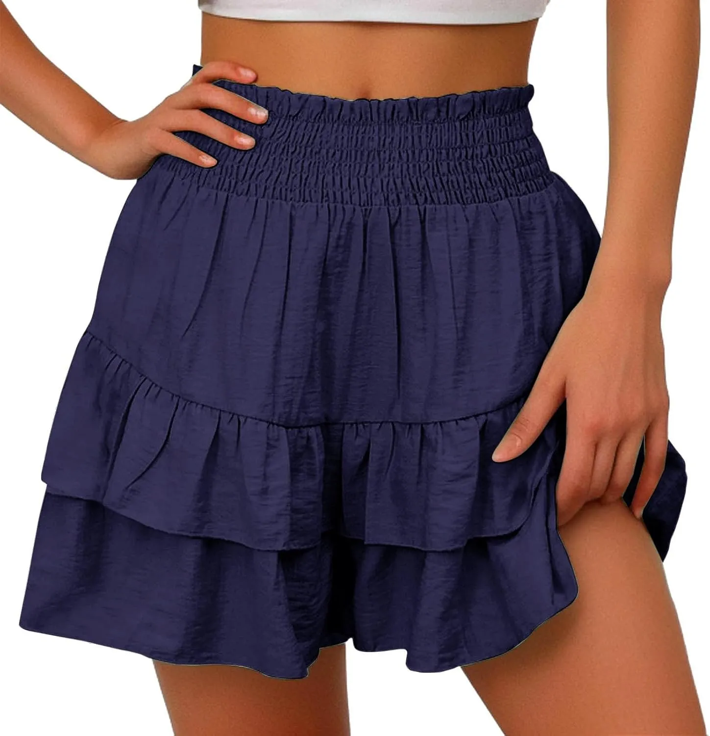 Flowy Shorts for Women Casual Boho Floral Skorts Ruffle Mini Skirts Running Tennis Butterfly Shorts Skorts Shorts