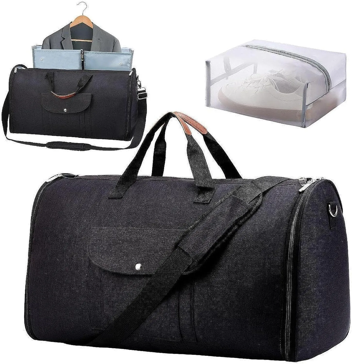 Garment Duffle Bag Suit Bag Garment Bag Overnight Bag Carry on Bag Multipurpose Waterproof Large Tote Luggage Bag Travel Bag, Black