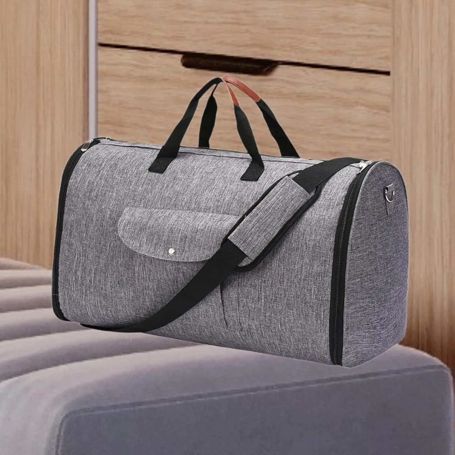 Garment Duffle Bag, Travel Bag, Convertible Carry on Garment Bag, Multipurpose Large Capacity Tote Waterproof Travel Suit Bag, Gray