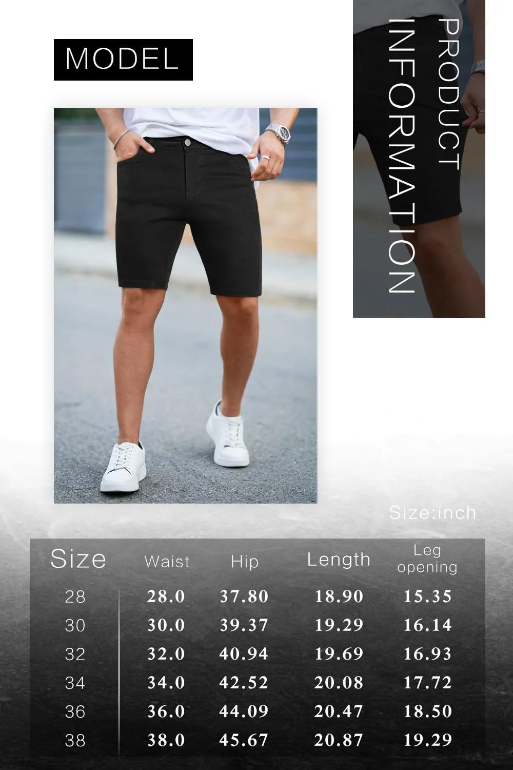 GINGTTO Denim Shorts Men Stretch Skinny Jean Shorts for Men