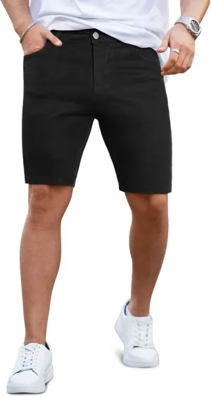 GINGTTO Denim Shorts Men Stretch Skinny Jean Shorts for Men