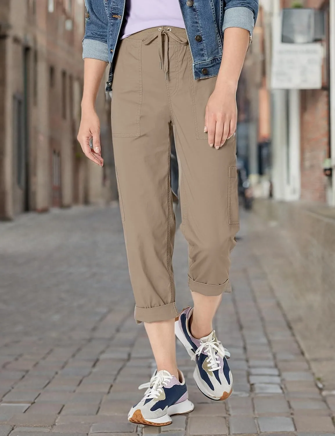 Gloria Vanderbilt Women's Pull on Drawstring Cargo Capri