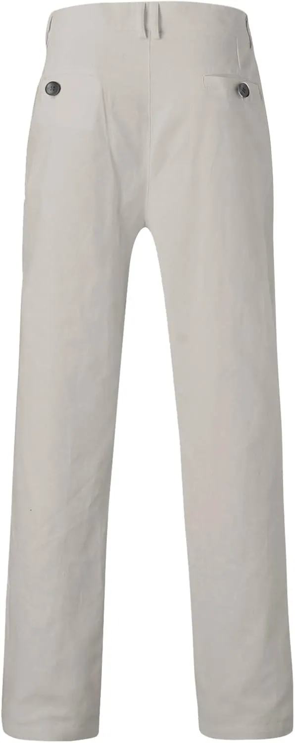 GOKKILRW Mens Slim Fit Dress Tapered Leg Pants Casual Business Office Work Pants Comfy Flat-Front Stretch Chino Golf Trousers