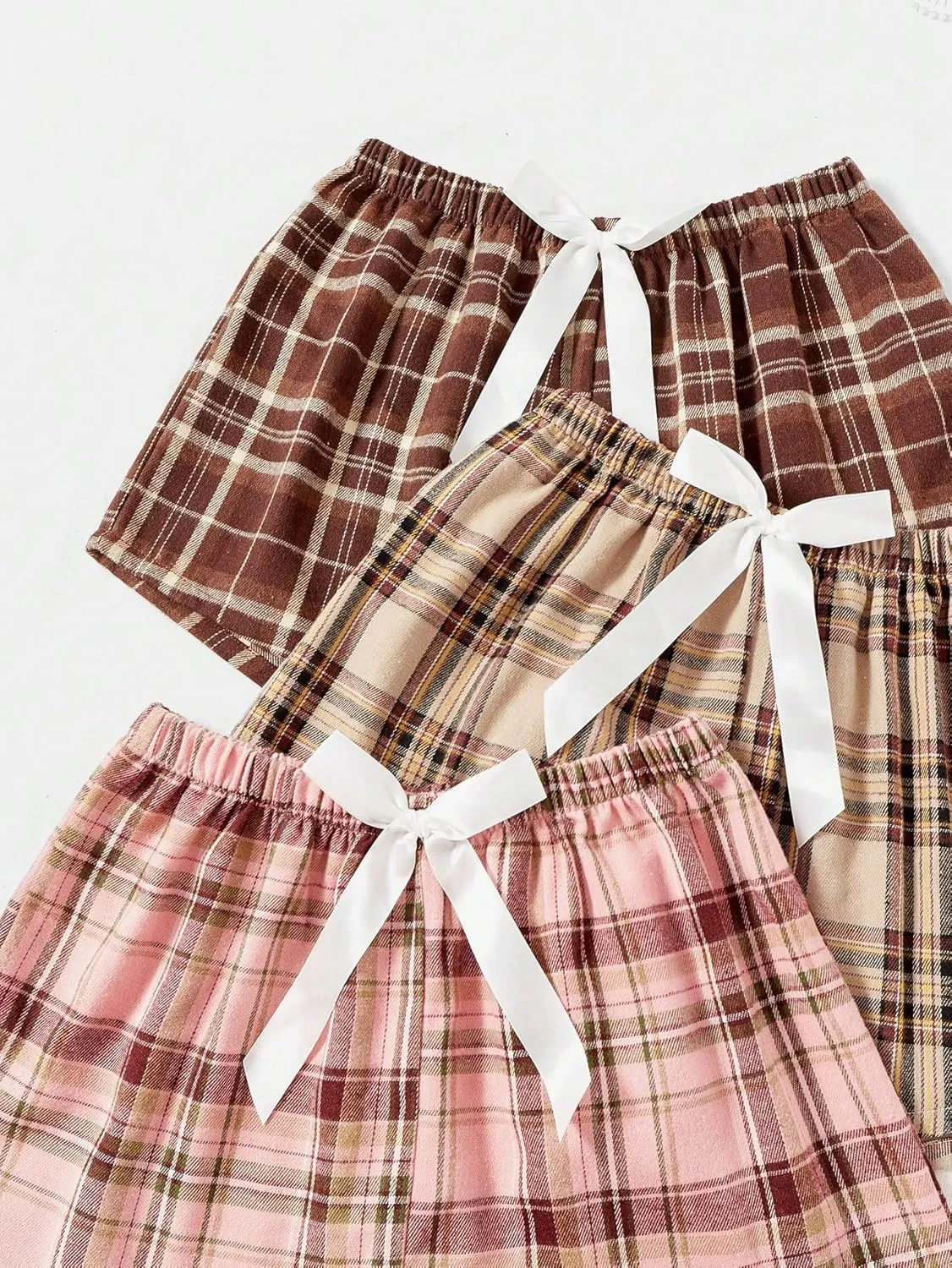 GORGLITTER Women's 3 Piece Plaid Pajama Shorts Elastic Waist Cute Pj Shorts