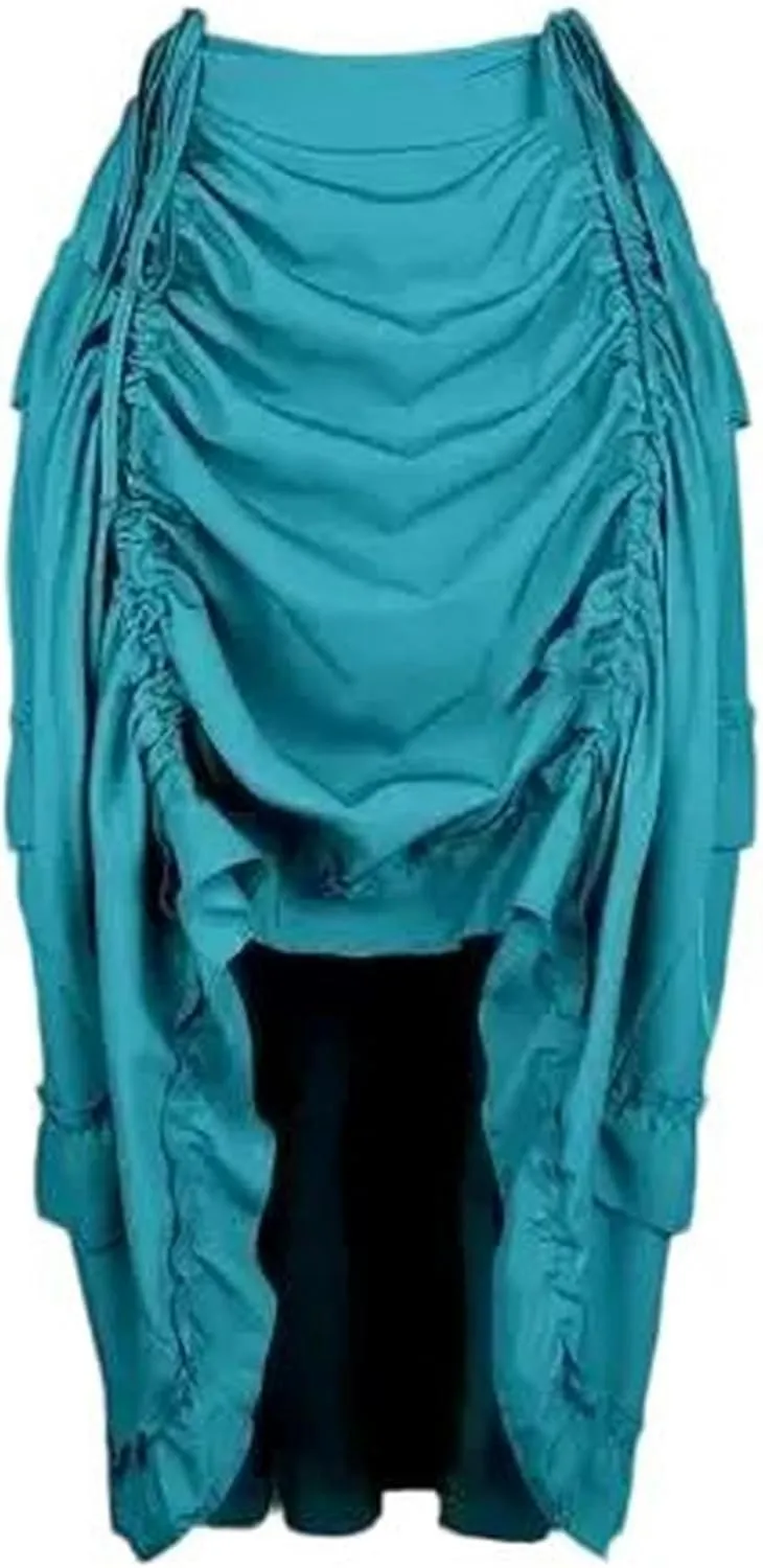 Gothic Corset with Skirt Shirring Pleated Party Long Skirt High Low Costumes Punk Women Plus Size