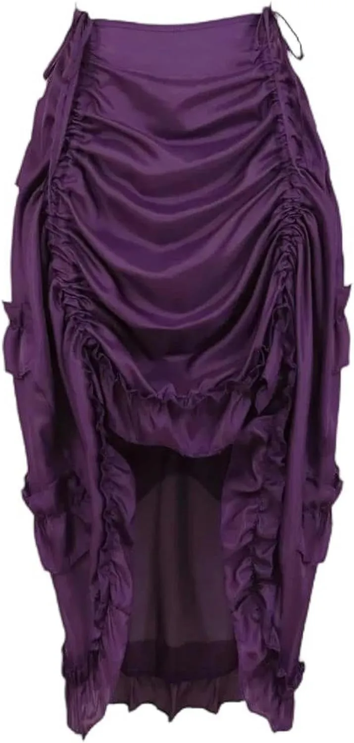 Gothic Corset with Skirt Shirring Pleated Party Long Skirt High Low Costumes Punk Women Plus Size