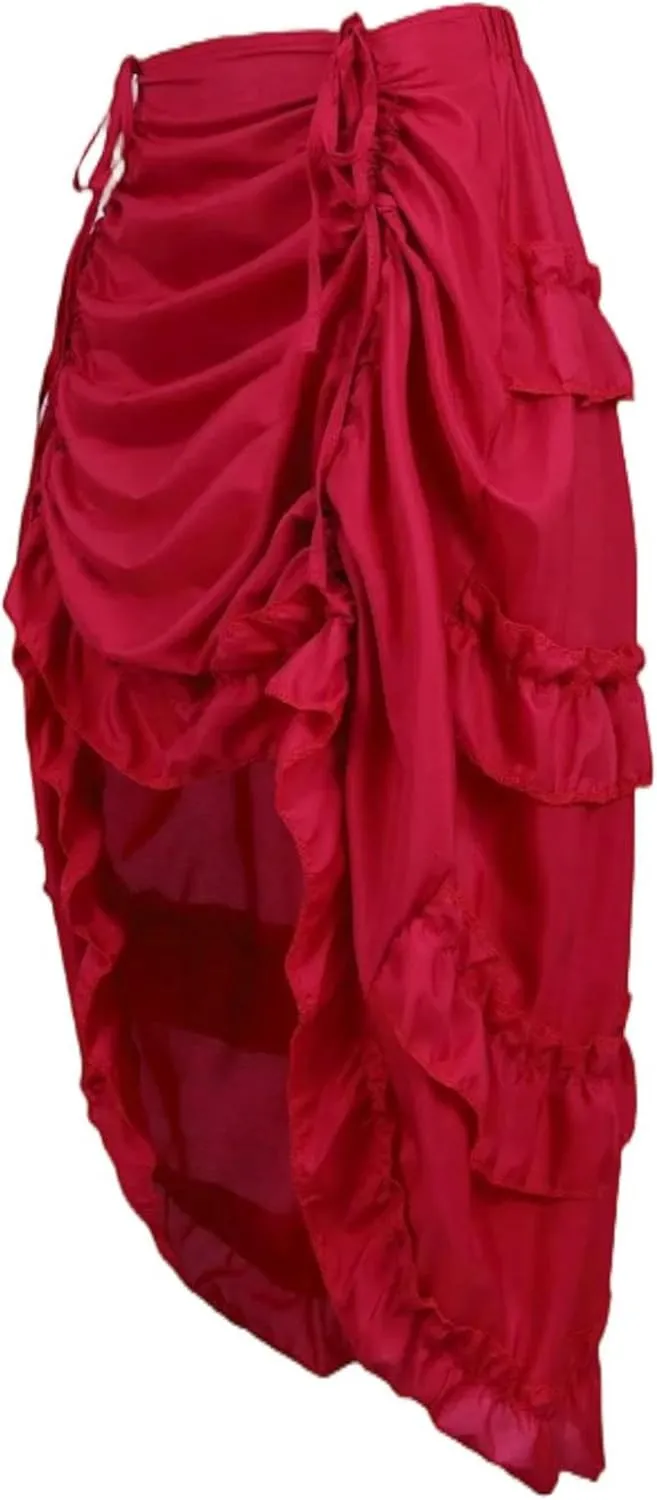 Gothic Corset with Skirt Shirring Pleated Party Long Skirt High Low Costumes Punk Women Plus Size