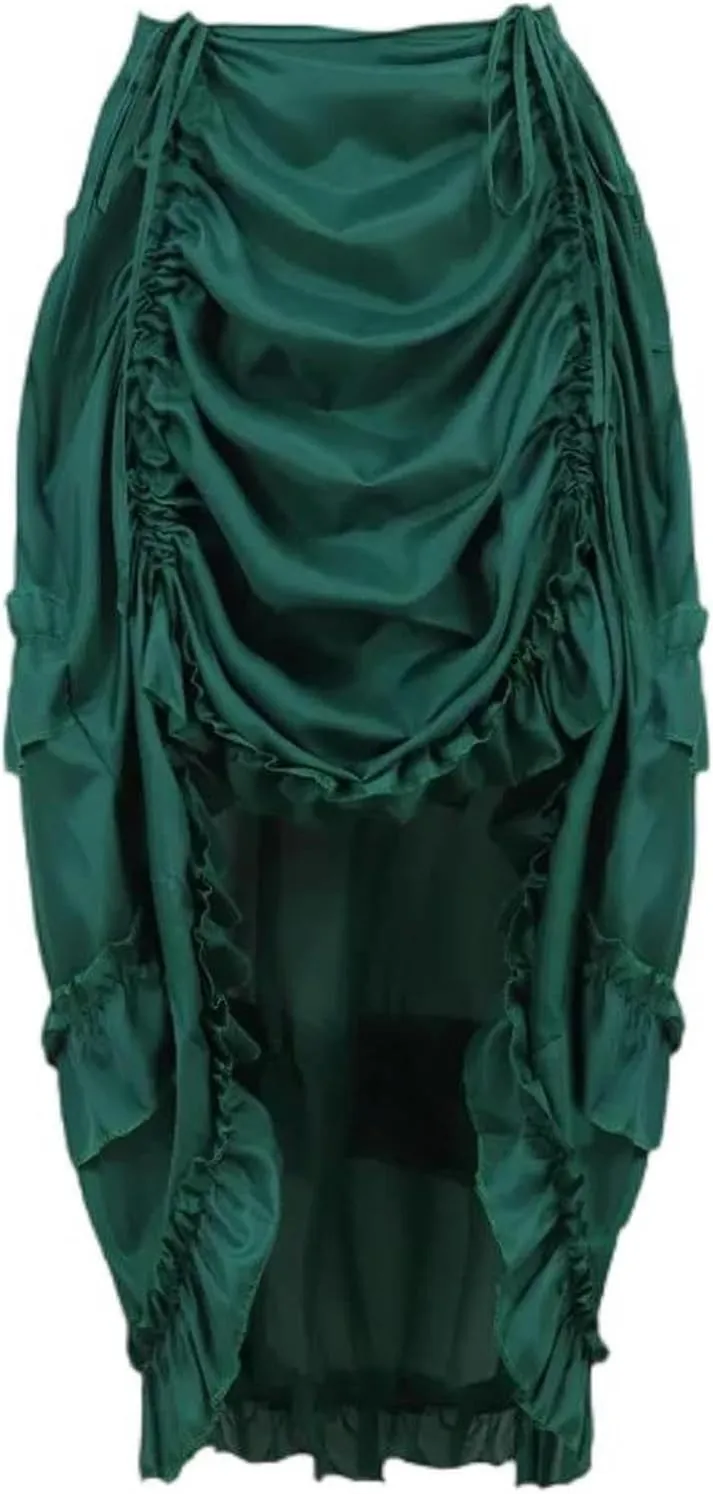 Gothic Corset with Skirt Shirring Pleated Party Long Skirt High Low Costumes Punk Women Plus Size
