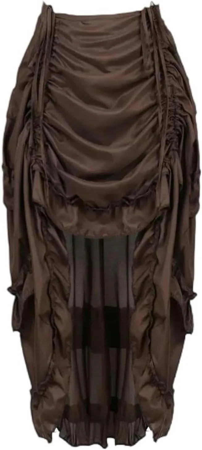 Gothic Corset with Skirt Shirring Pleated Party Long Skirt High Low Costumes Punk Women Plus Size
