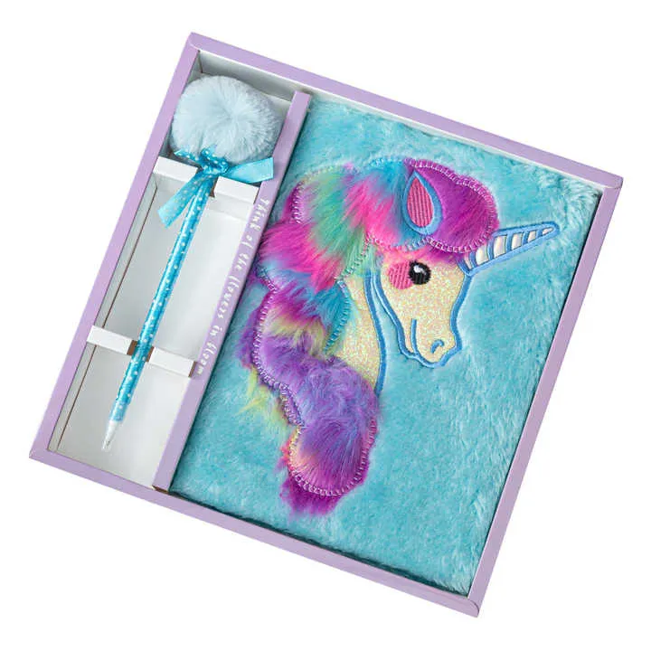 Hardcover Set 2021 New Unicorn Cartoon Kids and Plush for Student School .. مجموعة غلاف مقوى 2021 جديدة للأطفال من الرسوم المتحركة وحيد القرن والقطيفة للطلاب والمدرسة