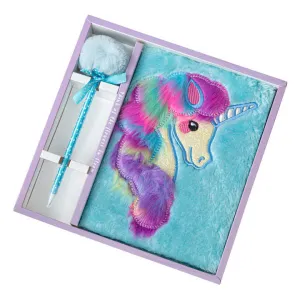 Hardcover Set 2021 New Unicorn Cartoon Kids and Plush for Student School .. مجموعة غلاف مقوى 2021 جديدة للأطفال من الرسوم المتحركة وحيد القرن والقطيفة للطلاب والمدرسة