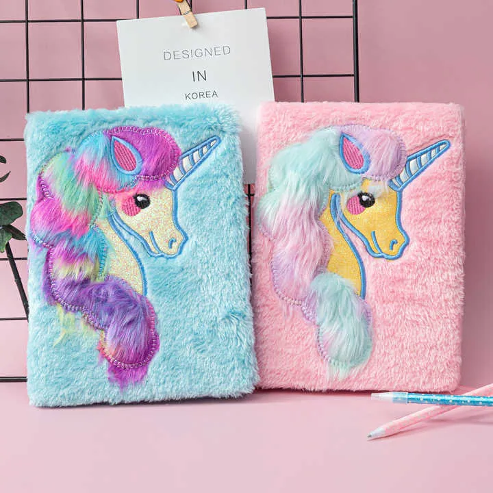 Hardcover Set 2021 New Unicorn Cartoon Kids and Plush for Student School .. مجموعة غلاف مقوى 2021 جديدة للأطفال من الرسوم المتحركة وحيد القرن والقطيفة للطلاب والمدرسة