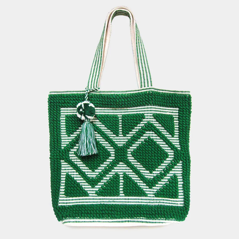 iLLASPARKZ Boho Pom Pom Tassel Tote Bag