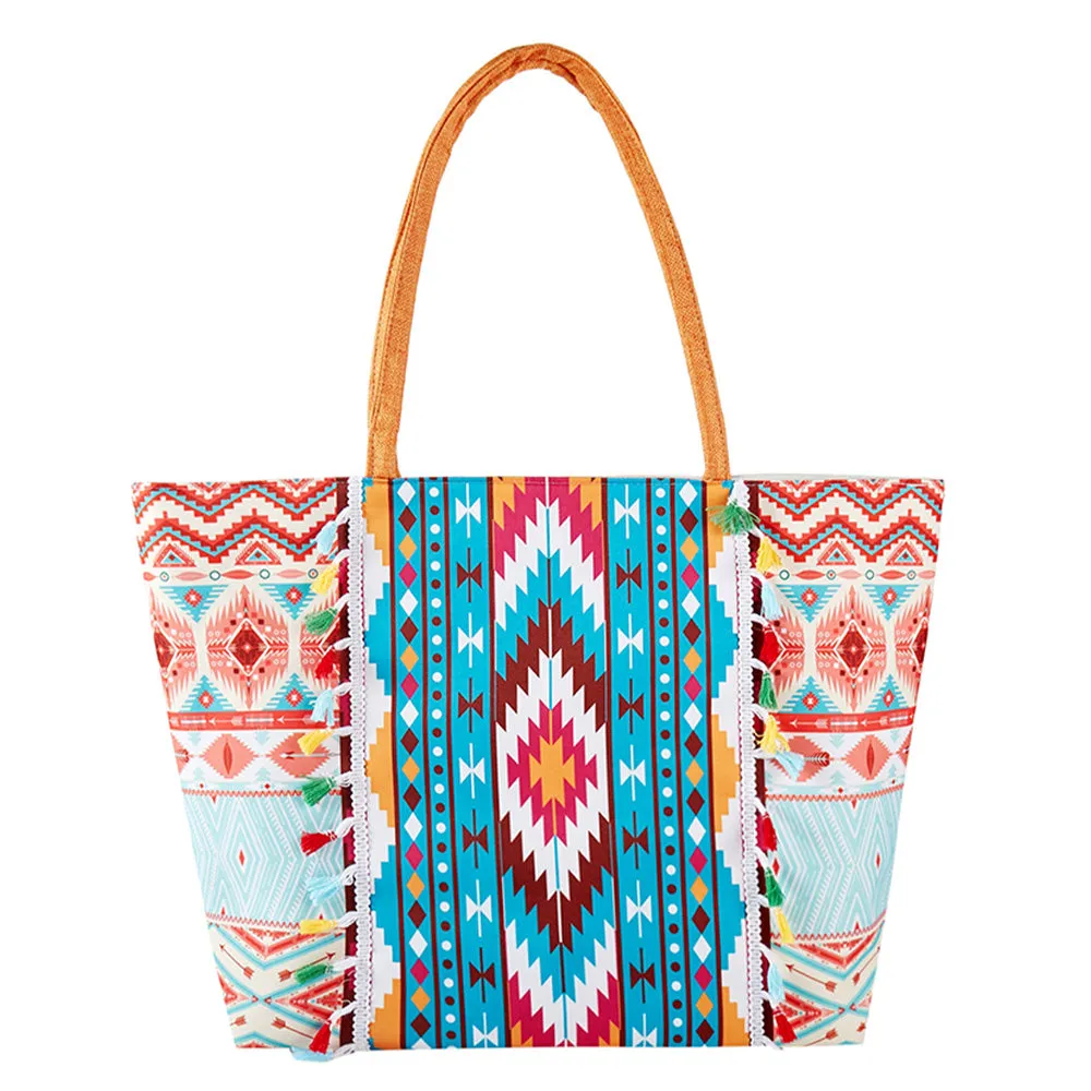iLLASPARKZ Boho Print Fringe Tote Bag