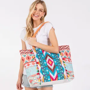 iLLASPARKZ Boho Print Fringe Tote Bag