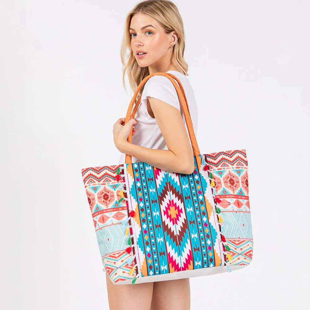 iLLASPARKZ Boho Print Fringe Tote Bag