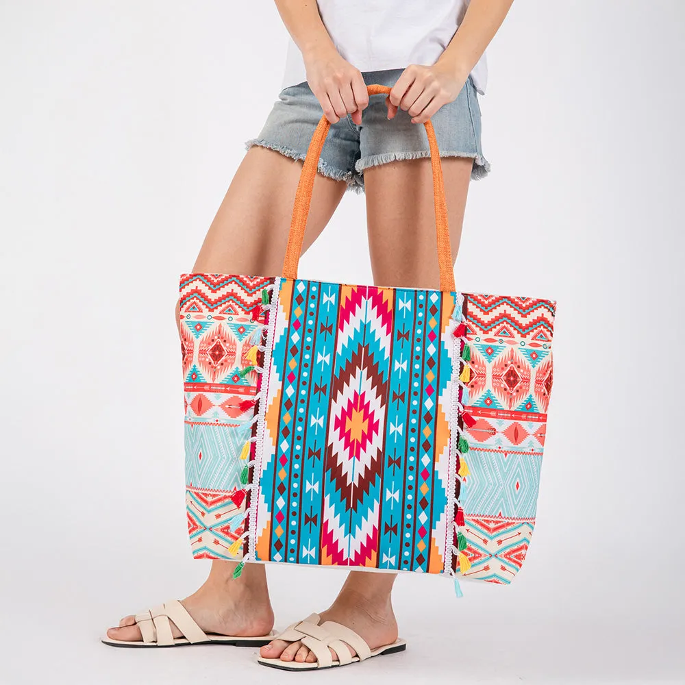 iLLASPARKZ Boho Print Fringe Tote Bag