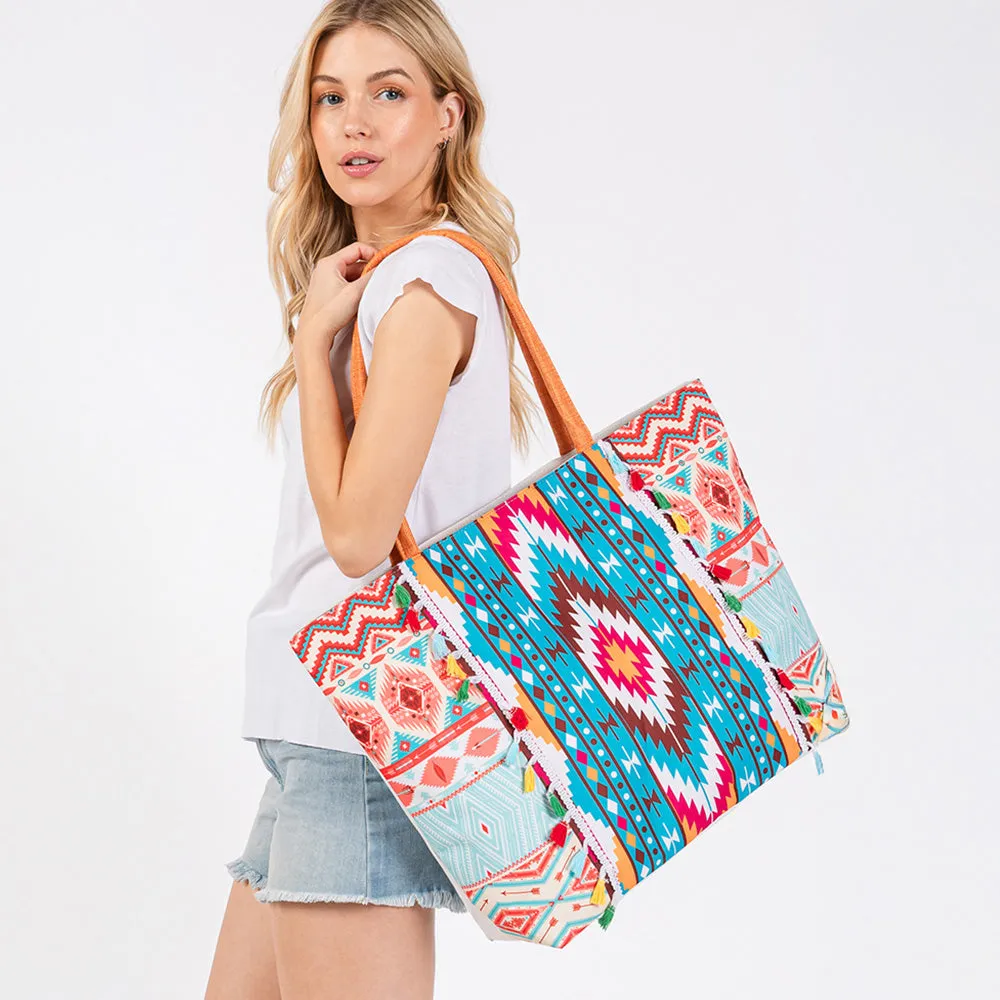 iLLASPARKZ Boho Print Fringe Tote Bag