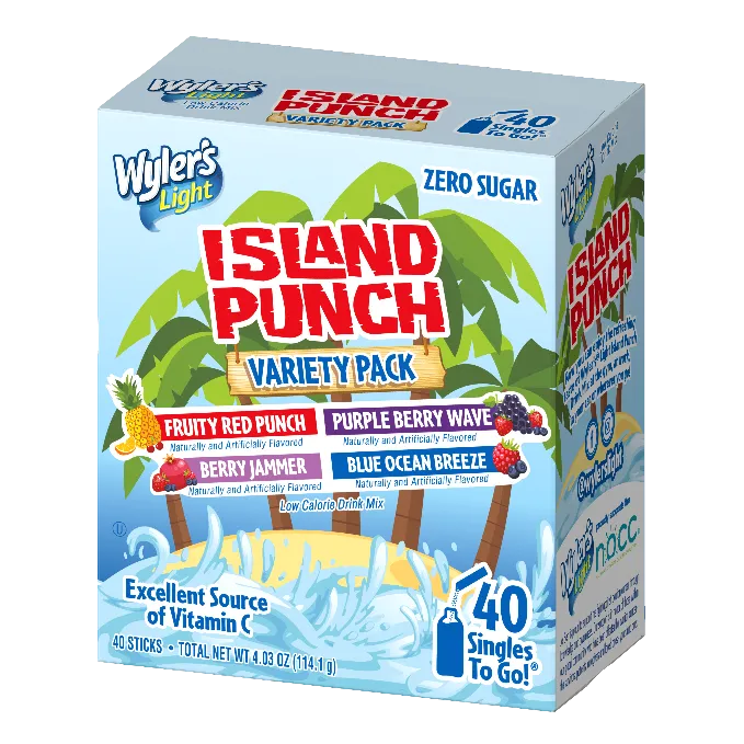 Island Punch Zero-Sugar Singles To Go Variety Pack Drink Mix, 40CT