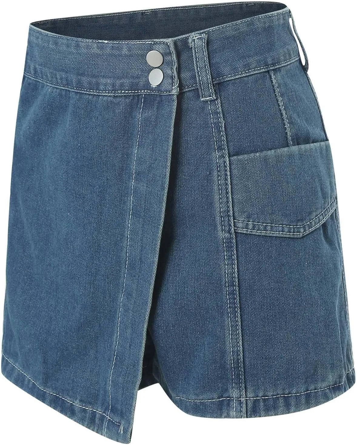 Jean Shorts for Women Mini Denim High Waisted Asymmetrical Wrap Short Skirt Casual Summer Retro Mini Skort Y2k Trendy 2025