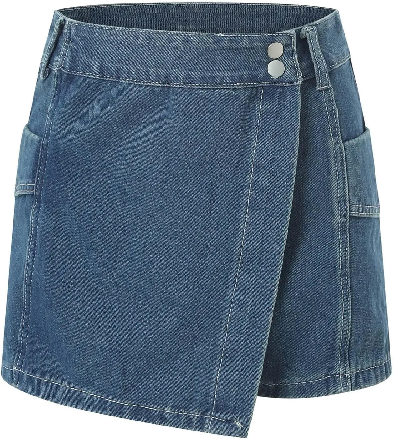 Jean Shorts for Women Mini Denim High Waisted Asymmetrical Wrap Short Skirt Casual Summer Retro Mini Skort Y2k Trendy 2025